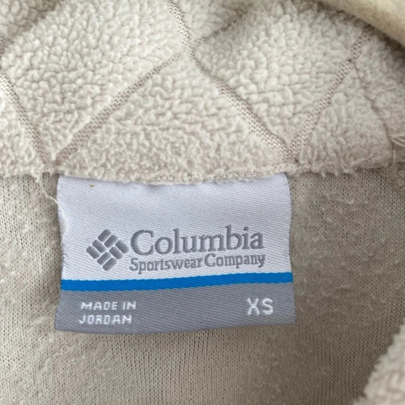 COLUMBIA Cream 1/4 Zip Fleece Diamond Patterned Sweater Size XS - Picture 3 of 14